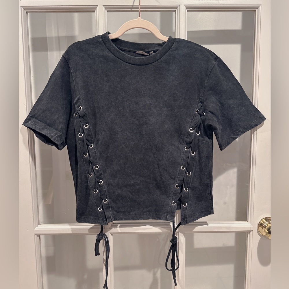 ♟️ASOS♟️ crew neck side lace up spring festival short sleeve tee with eyelet!